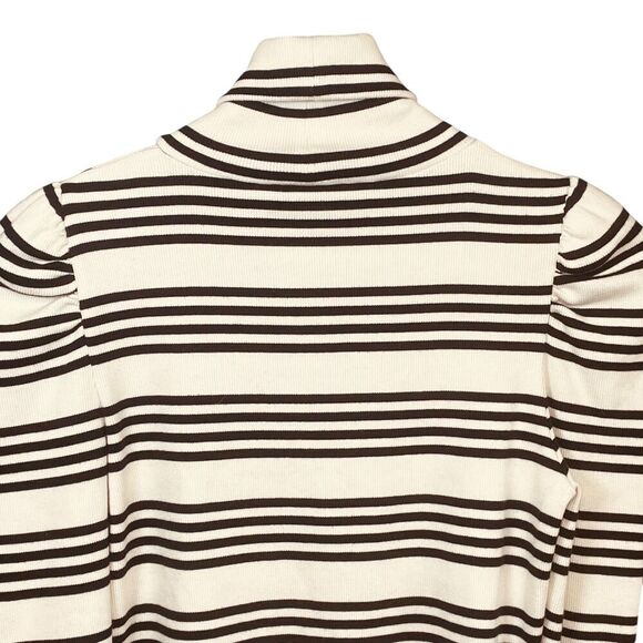 Veronica Beard Cedar Striped Stretch-pima Cotton Turtleneck Sweater Top - Picture 11 of 13